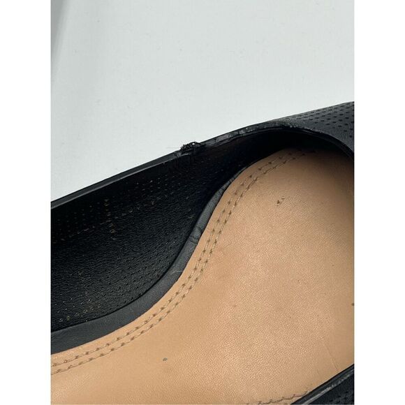 Tory Burch Lowell 2 Perforated Black Leather Ballerina Ballet Flat w Logo Size 7 - Picture 5 of 13